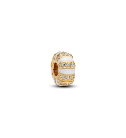Charm clip Pandora Moments, pierres et résine façon émail en métal doré or jaune 585/1000, 763785C01