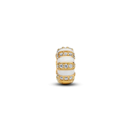 Le Charm clip Pandora Moments, pierres et résine façon émail en métal doré or jaune 585/1000, 763785C01