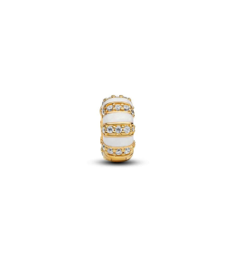 Le Charm clip Pandora Moments, pierres et résine façon émail en métal doré or jaune 585/1000, 763785C01