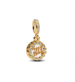 Charm pendentif Pandora Moments, gateau d'anniversaire en métal doré or jaune 585/1000, 763787C01