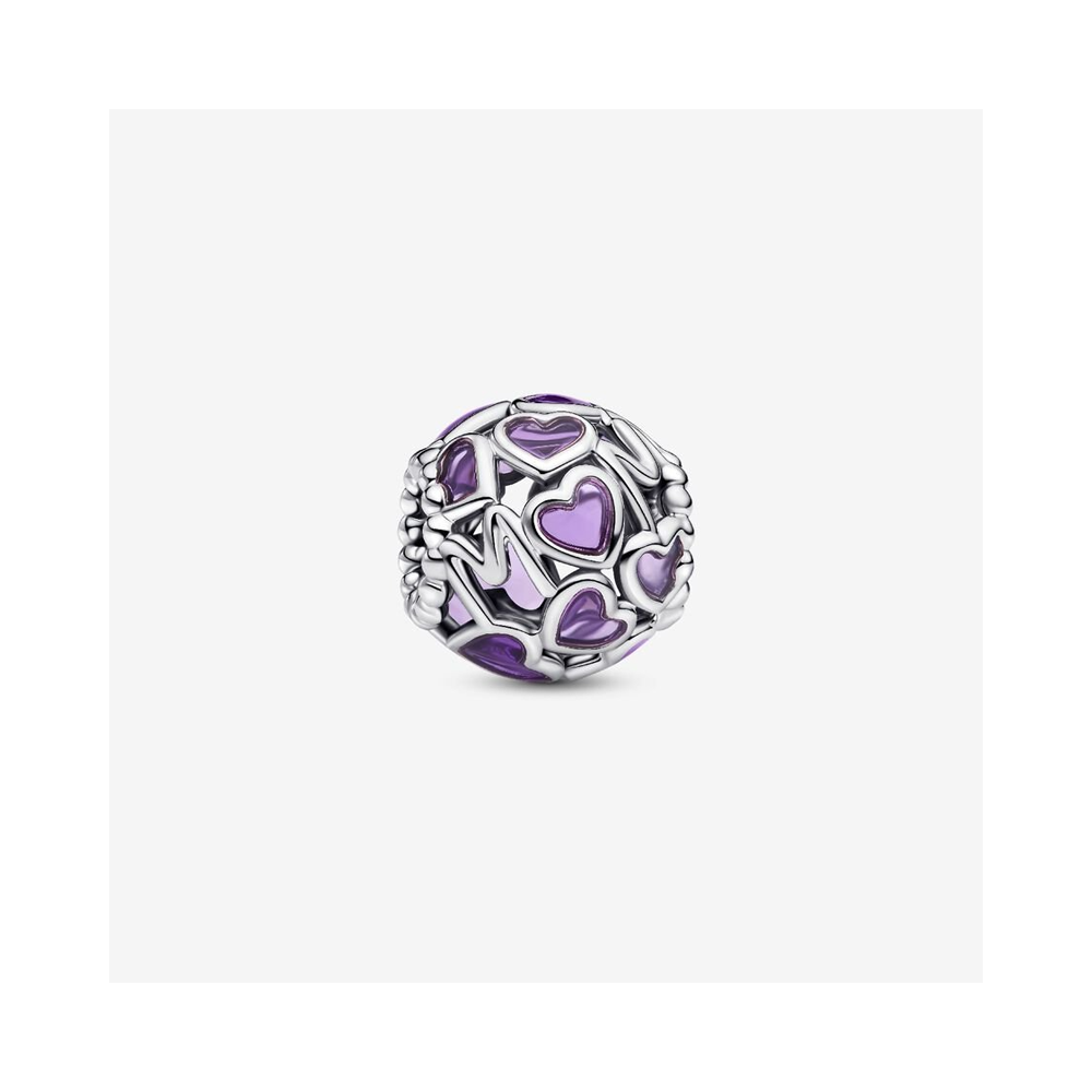 Charm Pandora moments, MUM et coeurs ajourés en argent 925/1000, 793772C01