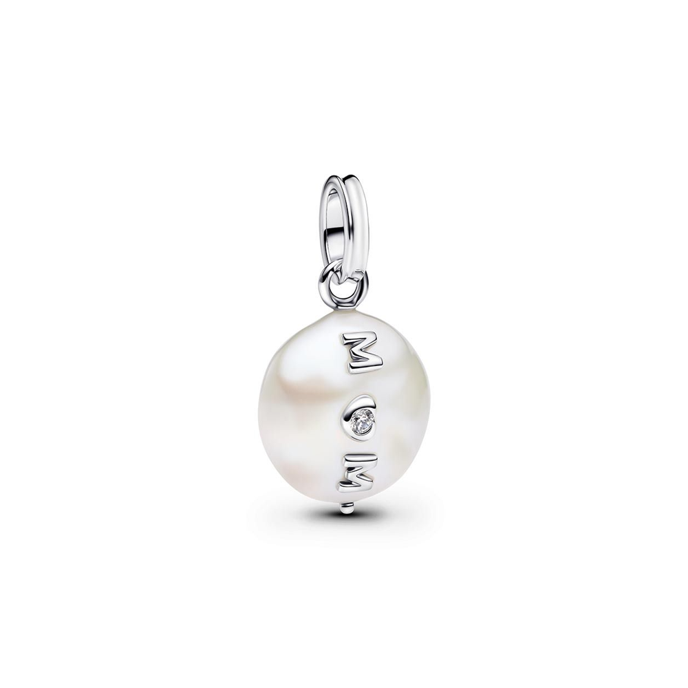 Charm pendentif Pandora moments, MUM et perle de culture d'eau douce baroque en argent 925/1000, 793783C01