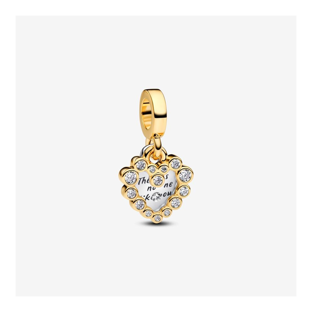 Charm pendentif Pandora Moments, double coeur scintillant en métal doré or jaune 585/1000, 763765C01