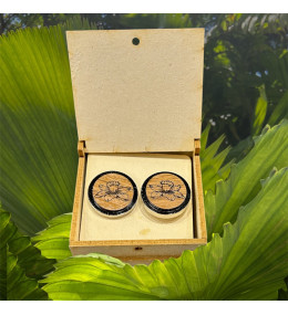 Les Boutons de manchette jonquille chêne et acier by Stauffer "bijou officiel de la fête des jonquilles de Gerardmer"