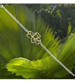 Le Bracelet jonquille en chêne découpé et acier by Stauffer "bijou officiel de la fête des jonquilles de Gerardmer"