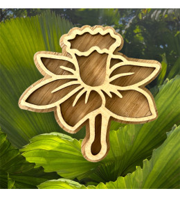 Broche jonquille tige chêne 3D by Stauffer "bijou officiel de la fête des jonquilles de Gerardmer"