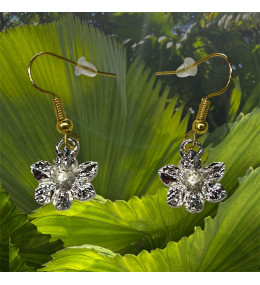 Boucles d'oreilles pendantes femme jonquille argenté by Stauffer "bijou officiel de la fête des jonquilles de Gerardmer"