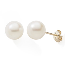 Boucles d'oreilles or jaune 375/1000, perles de culture de 7,5/8 mm by Stauffer