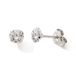 Les Boucles d'oreilles or gris 375/1000, oxydes de zirconium de 3,00 mm, by Stauffer