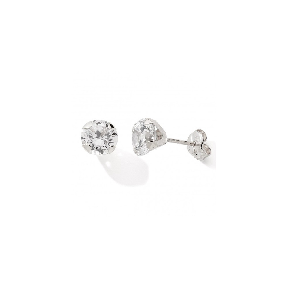 Les Boucles d'oreilles or gris 375/1000, oxydes de zirconium de 6,00 mm, by Stauffer