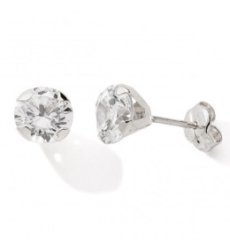 Les Boucles d'oreilles or gris 375/1000, oxydes de zirconium de 6,00 mm, by Stauffer