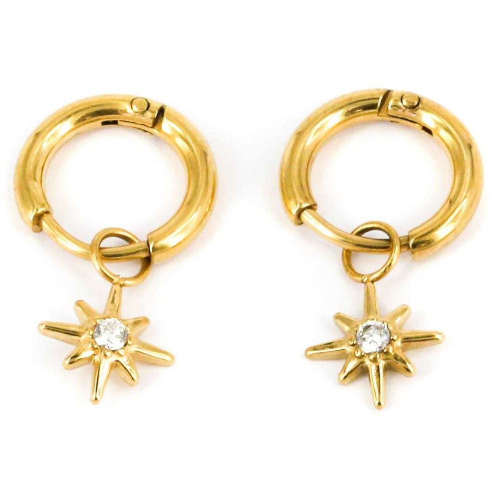 Les Boucles d'oreilles infini en acier PVD jaune et oxydes de zirconium, ZAG bijoux, SEC9809-01WHT