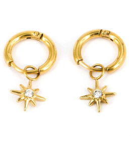 Les Boucles d'oreilles infini en acier PVD jaune et oxydes de zirconium, ZAG bijoux, SEC9809-01WHT