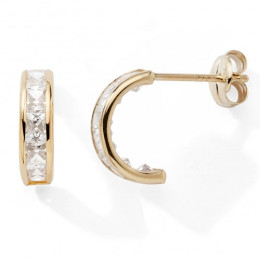 Les Boucles d'oreilles demi-créoles or jaune 375/1000, oxydes de zirconium, by Stauffer
