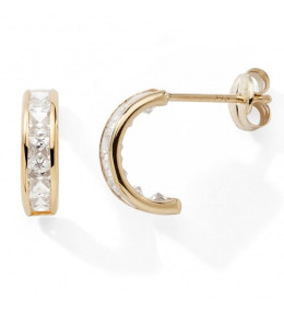 Les Boucles d'oreilles demi-créoles or jaune 375/1000, oxydes de zirconium, by Stauffer