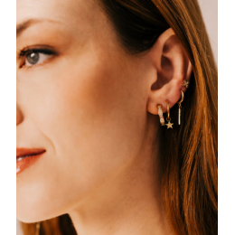 Les Boucles d'oreilles Astrid en acier PVD jaune et oxydes de zirconium, ZAG bijoux, SEC18410-01UNI