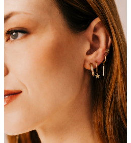 Les Boucles d'oreilles Astrid en acier PVD jaune et oxydes de zirconium, ZAG bijoux, SEC18410-01UNI