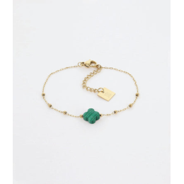 Le Bracelet Velasquez en acier PVD jaune et malachite, ZAG bijoux, SBS7970-01GRN