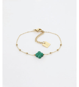 Le Bracelet Velasquez en acier PVD jaune et malachite, ZAG bijoux, SBS7970-01GRN