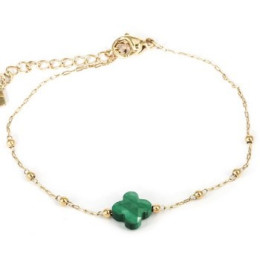 Le Bracelet Velasquez en acier PVD jaune et malachite, ZAG bijoux, SBS7970-01GRN