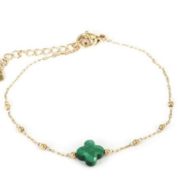 Le Bracelet Velasquez en acier PVD jaune et malachite, ZAG bijoux, SBS7970-01GRN