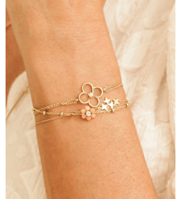 Le Bracelet Emilia en acier PVD jaune et oxyde de zirconium ZAG bijoux, SBS25381-01WHT