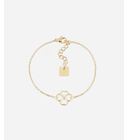 Bracelet Adone en acier PVD jaune et oxyde de zirconium ZAG bijoux, SBS25388-01WHT