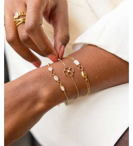 Le Bracelet Adone en acier PVD jaune et oxyde de zirconium ZAG bijoux, SBS25388-01WHT