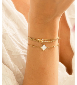 Le Bracelet Racine en acier PVD jaune et nacre ZAG bijoux, SBS25398-01SEL