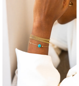 Le Bracelet Bacca en acier PVD jaune et turquoise ZAG bijoux, SBS25467-01TQB