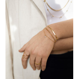 Le Bracelet Aube en acier PVD jaune, ZAG bijoux, SBX22916-01UNI