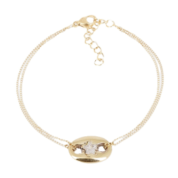 Bracelet Multi en acier PVD jaune et oxyde de zirconium ZAG bijoux, SBX25360-01WHT