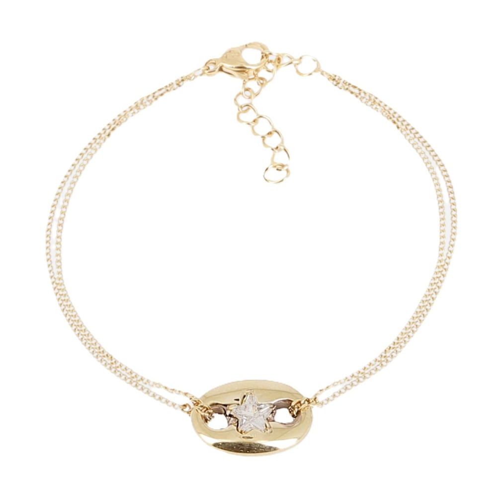 Bracelet Multi en acier PVD jaune et oxyde de zirconium ZAG bijoux, SBX25360-01WHT