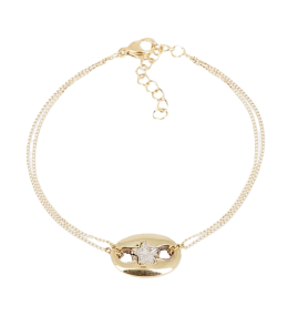 Bracelet Multi en acier PVD jaune et oxyde de zirconium ZAG bijoux, SBX25360-01WHT