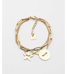 Bracelet Star en acier PVD jaune, ZAG bijoux, SBX9013-01UNI