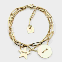 Le Bracelet Star en acier PVD jaune, ZAG bijoux, SBX9013-01UNI