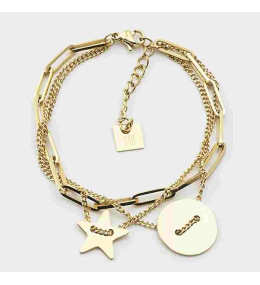 Le Bracelet Star en acier PVD jaune, ZAG bijoux, SBX9013-01UNI