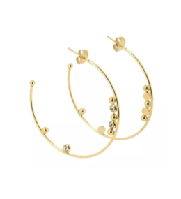 Boucles d'oreilles créoles en acier PVD jaune et oxydes de zirconium ZAG bijoux, SEC18238-01WHT