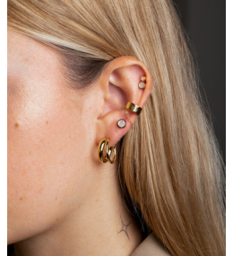 Les Boucles d'oreilles créoles Tortel en acier PVD jaune ZAG bijoux, SEC21265-01UNI