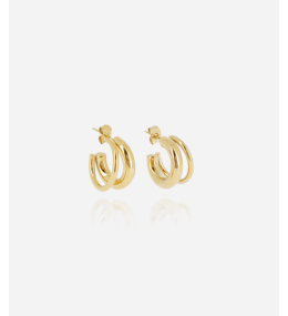 Boucles d'oreilles créoles Tortel en acier PVD jaune ZAG bijoux, SEC21265-01UNI