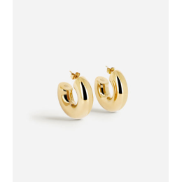 Boucles d'oreilles créoles Chantal en acier PVD jaune, diamètre 30mm, ZAG bijoux, SEC21313-01UNI1030