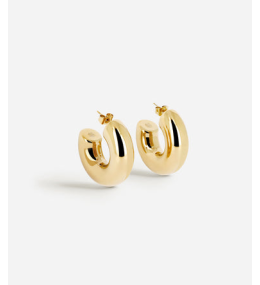 Boucles d'oreilles créoles Chantal en acier PVD jaune, diamètre 30mm, ZAG bijoux, SEC21313-01UNI1030