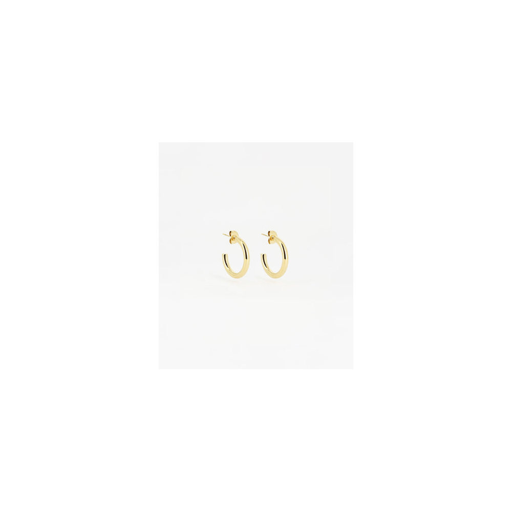 Boucles d'oreilles créoles Sabrina en acier PVD jaune, diamètre 15mm, ZAG bijoux, SEC21313-01UNI3X20