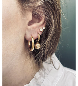 Les Boucles d'oreilles créoles Sabrina en acier PVD jaune, diamètre 15mm, ZAG bijoux, SEC21313-01UNI3X20