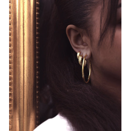Les Boucles d'oreilles créoles Aliénora en acier PVD jaune, diamètre 48mm, ZAG bijoux, SEC21313-01UNI3X50