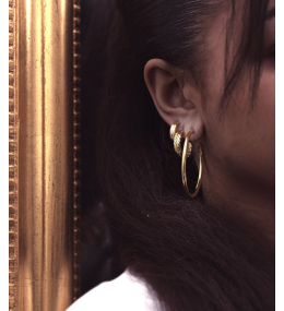 Les Boucles d'oreilles créoles Aliénora en acier PVD jaune, diamètre 48mm, ZAG bijoux, SEC21313-01UNI3X50