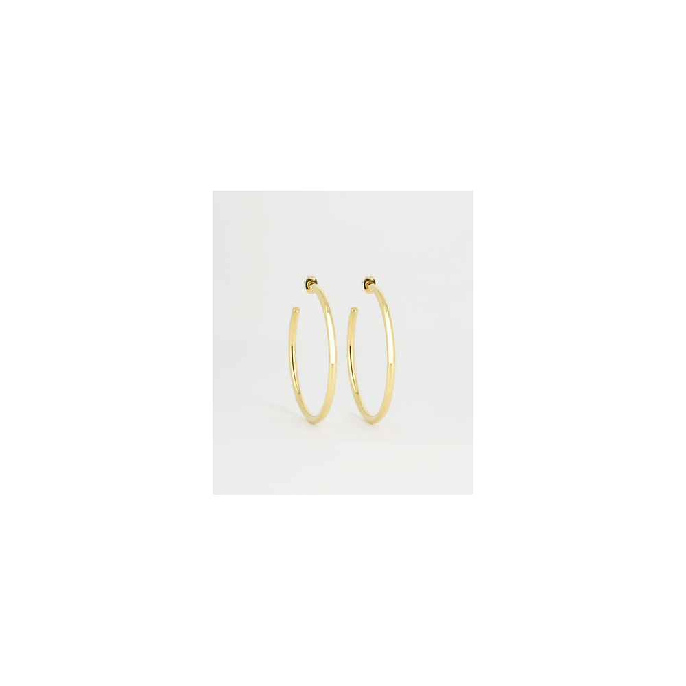 Boucles d'oreilles créoles Aliénora en acier PVD jaune, diamètre 48mm, ZAG bijoux, SEC21313-01UNI3X50