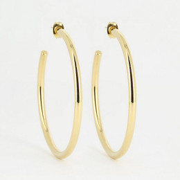Les Boucles d'oreilles créoles Aliénora en acier PVD jaune, diamètre 48mm, ZAG bijoux, SEC21313-01UNI3X50