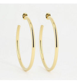 Les Boucles d'oreilles créoles Aliénora en acier PVD jaune, diamètre 48mm, ZAG bijoux, SEC21313-01UNI3X50