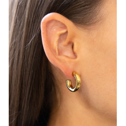 Les Boucles d'oreilles créoles Jeanne en acier PVD jaune, diamètre 20mm, ZAG bijoux, SEC21313-01UNI5X20